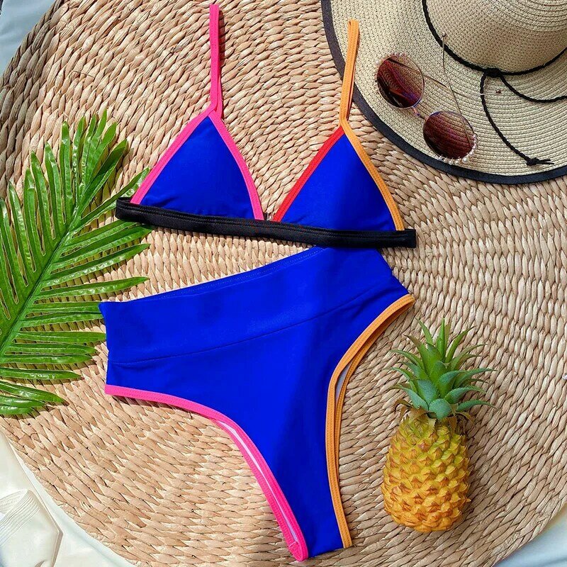 Bikini frauen Strand Sexy Drei-Punkt Urlaub Split Badeanzug Hohe Taille Bikini Neue Einfarbig Bikini Damen Split badeanzug