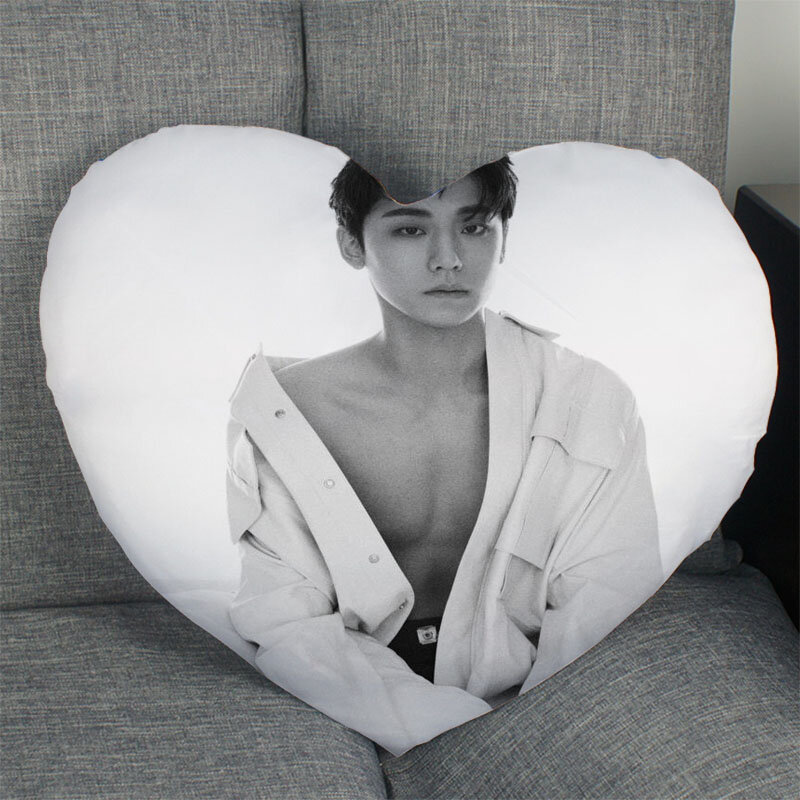Lee do-hyun ator capa de travesseiro decorativa, capa de almofada em forma de coração com zíper tecido de cetim