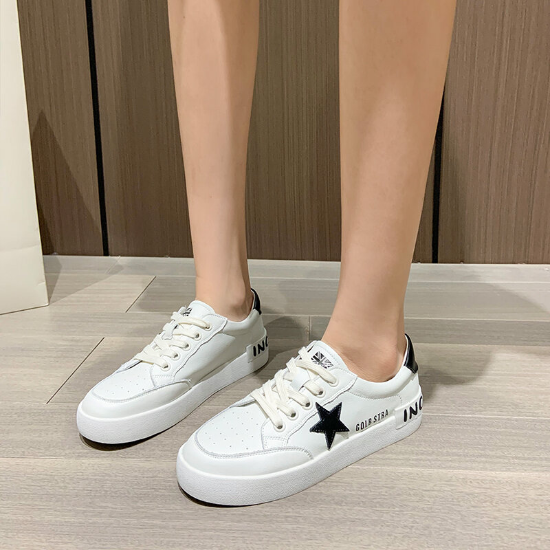 AIYUQI kobiet Sneakers 2021 wiosna lato nowy koreański prawdziwej skóry buty dziewczyny studenci zasznurować płaskie mokasyny na co dzień kobiety