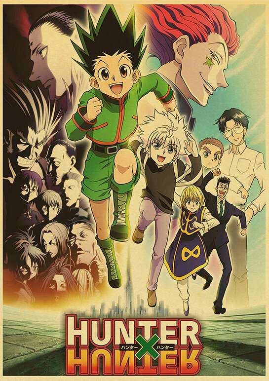 Hot Anime Collection Vintage Kraft Paper Poster Hunter X Hunter Miyazaki Hayao Movie Serie Sticker per Home Bar Cafe Wall Decor