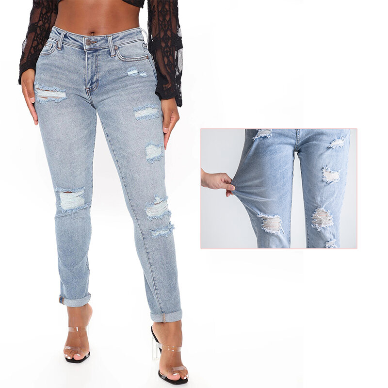 Difiupai Womens Broek Vantage Ripped Skinny Jeans Hoge Taille Casual Comfort Denim Hoge Stretch