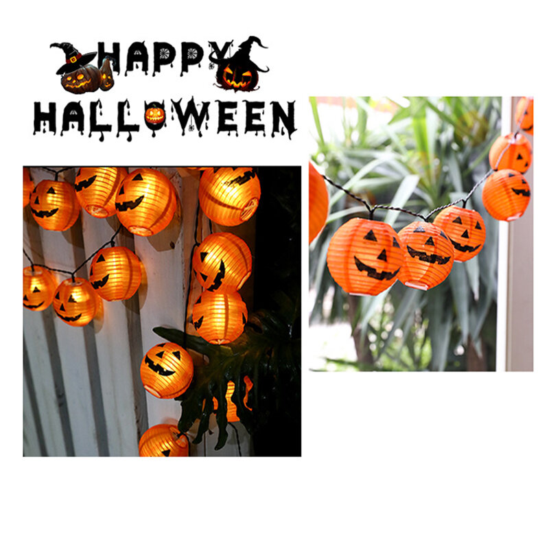 Halloween wakacje dynia Festoon łańcuchy świetlne 3M 6.5M DIY impreza z okazji Halloween 20 30 lampion w kształcie dyni AA bateria lampa zasilana energią słoneczną