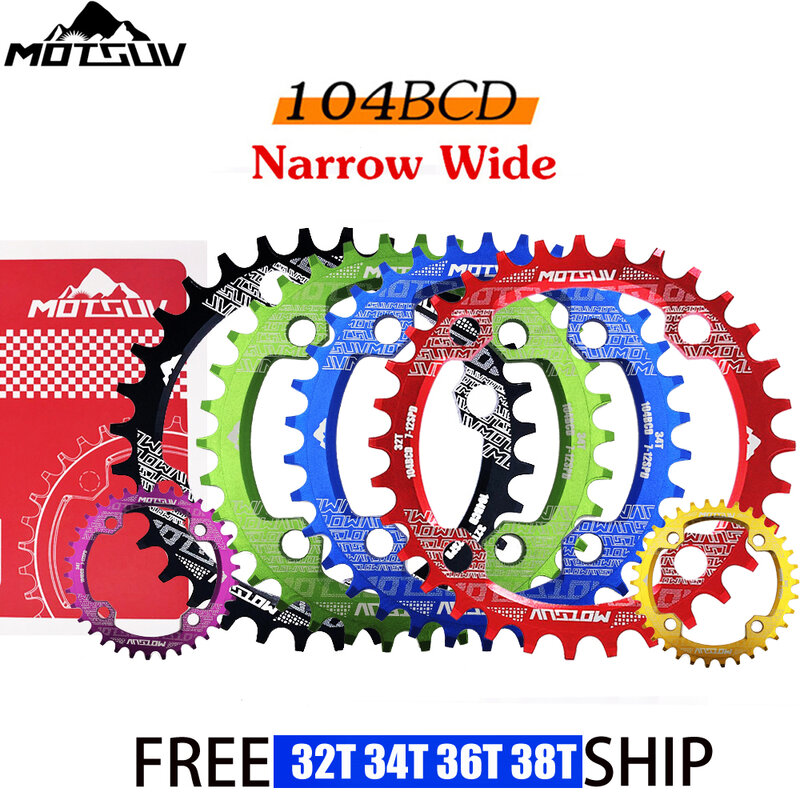 MOTSUV-manivela de cadena redonda para bicicleta, 32-38T, 104BCD