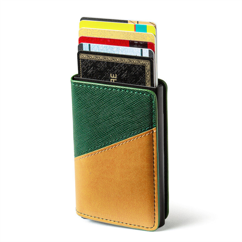 Zovyvol 2021 moda cor mista rfid titular do cartão de couro de alumínio carteira de viagem passaporte titular fino capa de passaporte bolsa
