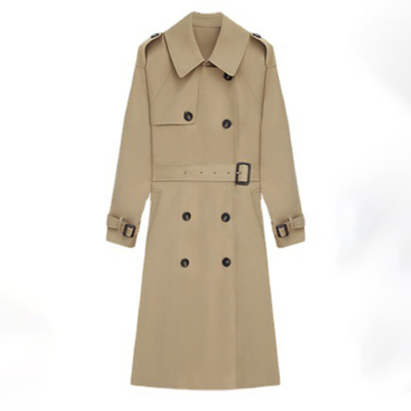 Gabardina holgada informal para Mujer, abrigo de longitud media, chaqueta de estilo británico coreano, caqui, Elegante, Popular, novedad