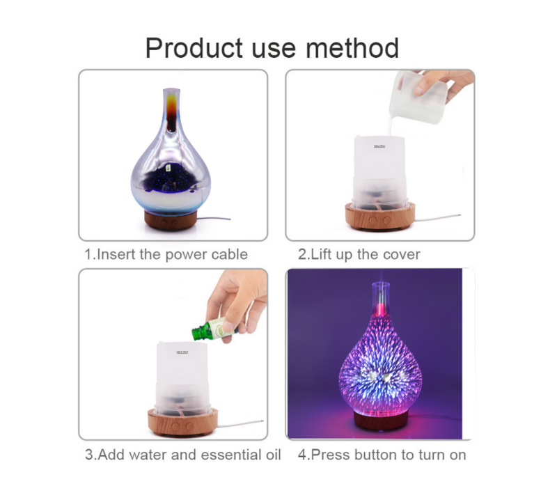 Elektrische Luftbefeuchter Stardust Öl Diffusor Glas Bunte Vase Luftbefeuchter Hause 3D Mini Aromatherapie Maschine Nachtlicht Heißer