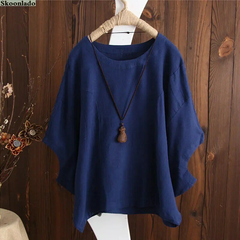 2022 S-5XL Oversize Women Cotton Linen Tops Oversea Original Good Brand Cothes Plus Size Lady Blouse Casual Loose Fashion Tops
