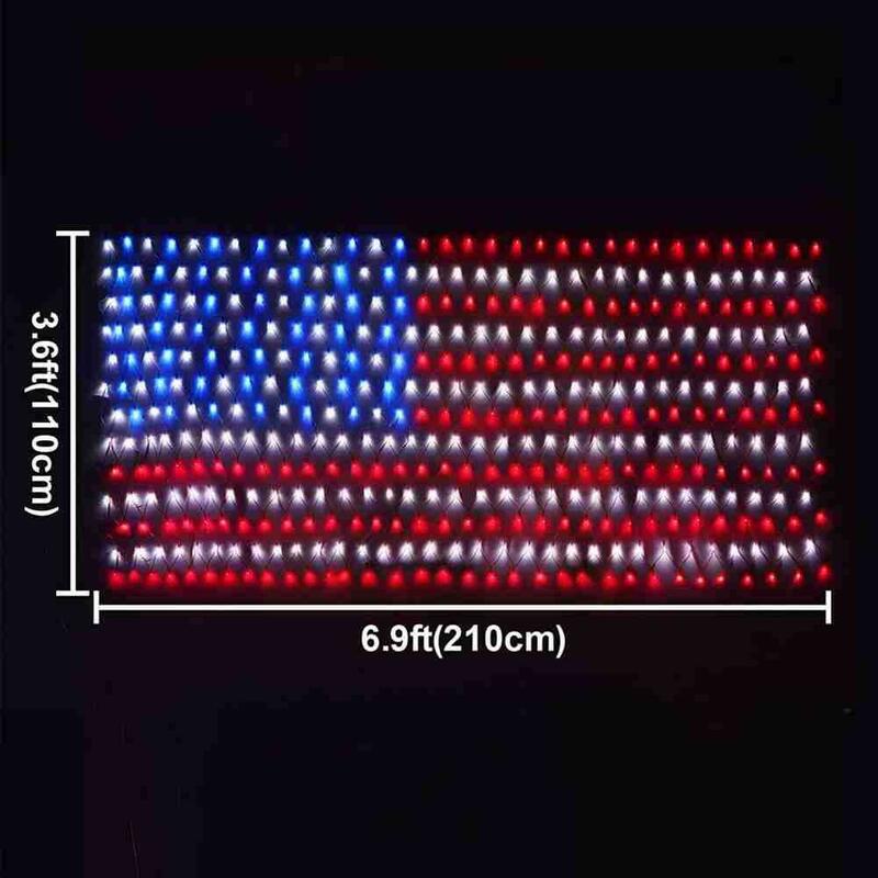 Fabrikanten Verkopen Amerikaanse Vlag Netto-verlichting Onafhankelijkheid Lichten Solar String Lights Dag Vlag Achtergrond Decoratieve