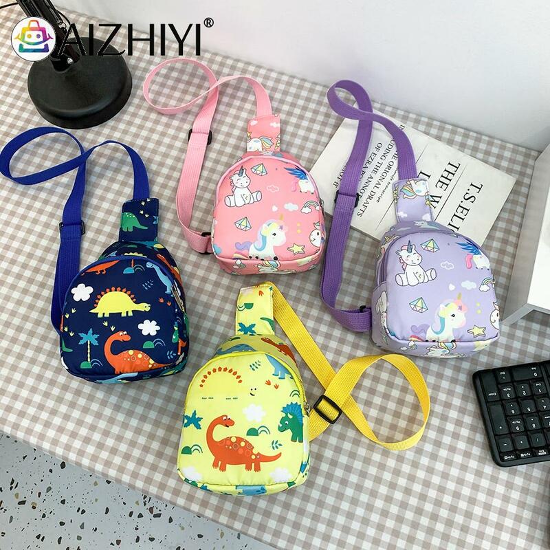 Children Nylon Belt Bag Money Pouch Baby Zipper Cartoon Girls Boys Cute Dinosaur Horn Horse Print Chest Bags Crossbody Bags