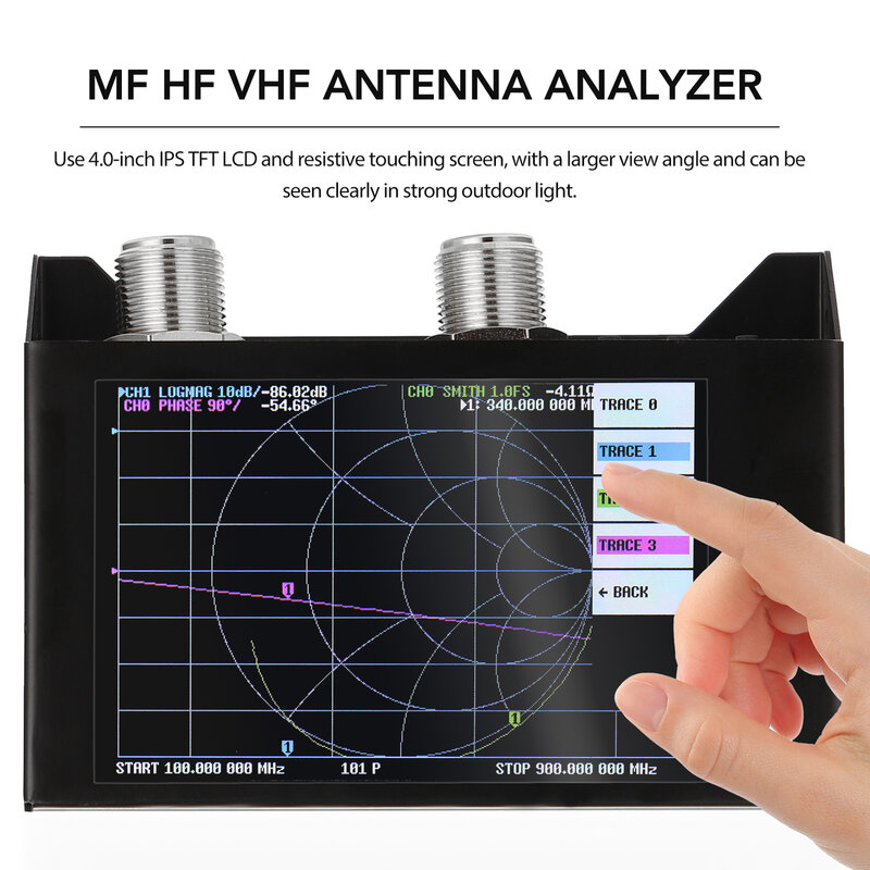 4.0 بوصة NanoVNA V2 3G ناقلات شبكة محلل SAA-2N هوائي محلل على المدى القصير HF VHF UHF مع السكن الحديد لمس الشاشة