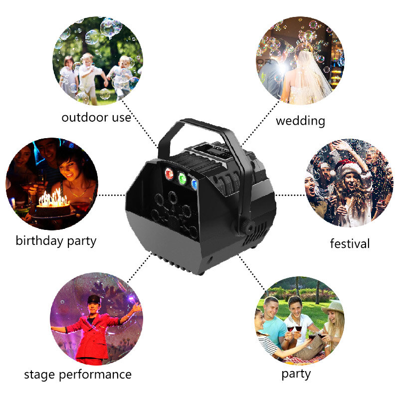 Mini máquina de burbujas LED para decoración, máquina de burbujas con efecto de escenario, Escena de boda, romántica, actividades de negocios familiares
