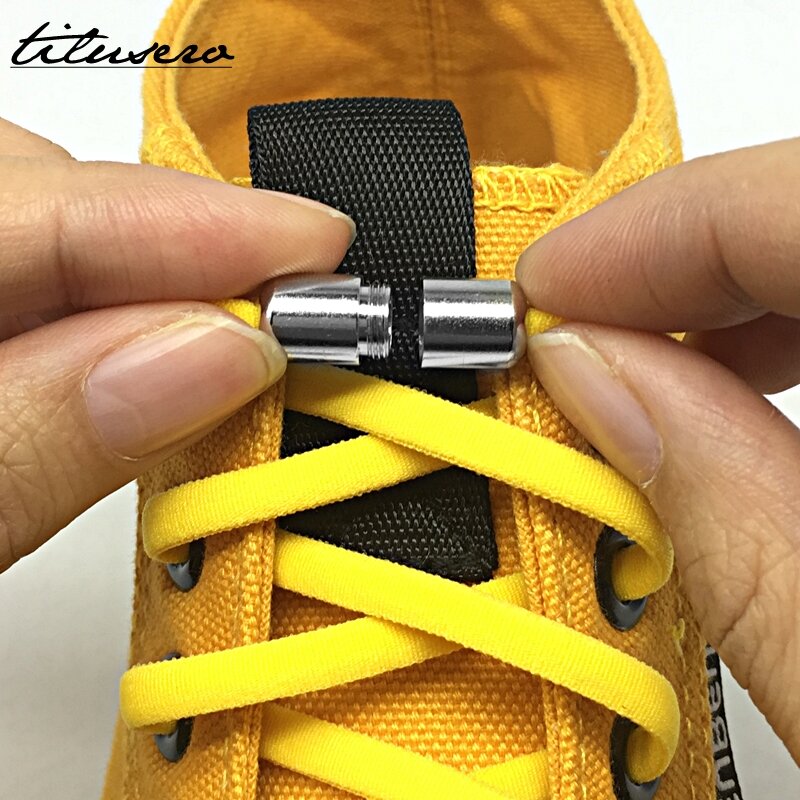 Troisième Version élastique sans lacets lacets en métal serrure chaussures lacets pour enfants adultes baskets lacets rapides demi-cercle chaussures F089
