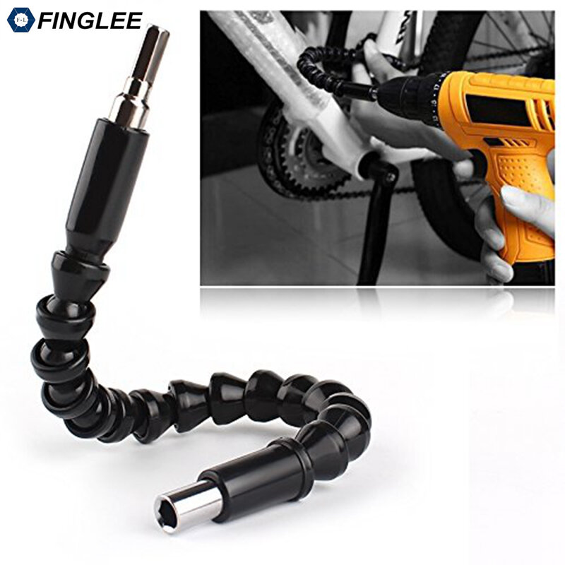 FINGLEE 300mm Screwdriver Universal Shaft Flexible Shaft Hex Flex Electric Drill Extension Screwdriver Bit Holder Connect Rod