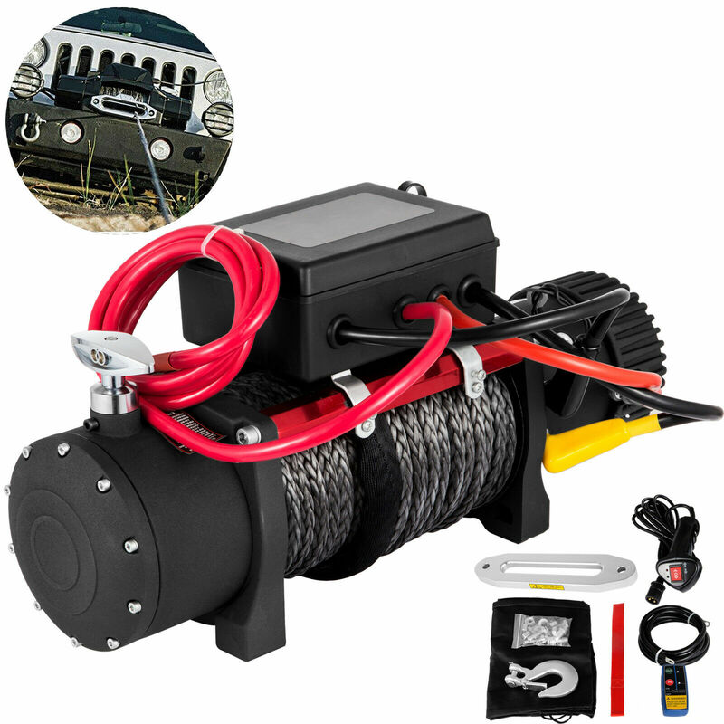 13500lb Electric Winch 12V 6T Synthetic Rope Remote Control Boat Trailer