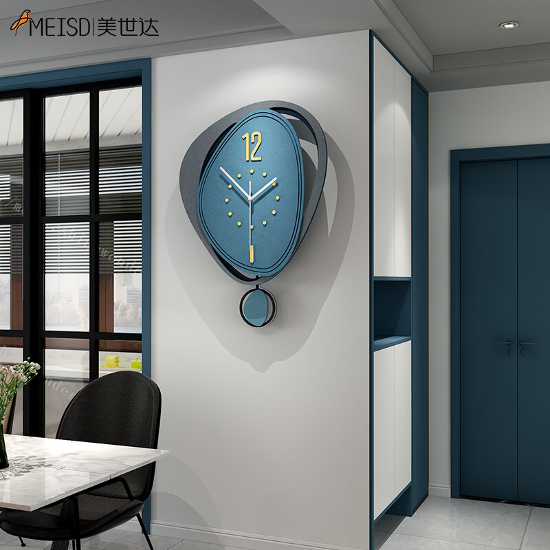 MEISD-ساعة لوحة خشبية مزخرفة ، لوحة MDF ، ساعة ، بندول ، إبر ، تصميم بسيط ، ساعة فنية ، شحن مجاني