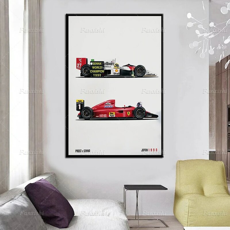 McLaren – affiche F1 MP4/5B, Ayrton Senna, Alain Prost, Champion du monde, 1990, imprimés, affiche murale, peinture sur toile, décor