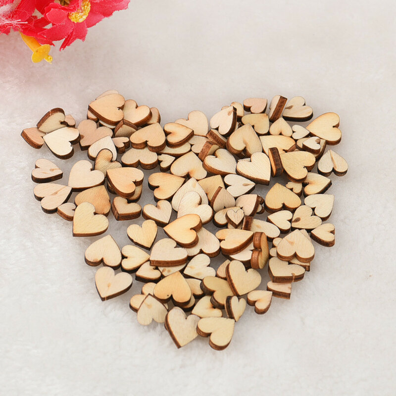 100 pçs de madeira rústica amor coração casamento mesa dispersar decoração artesanato diy