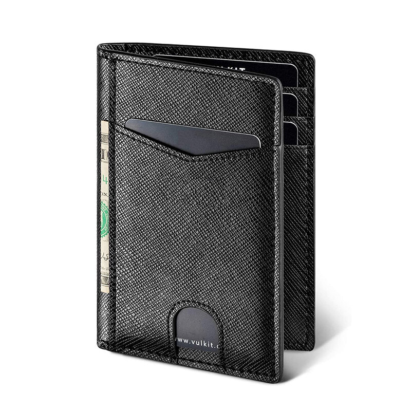 Carteira masculina 6 suportes de cartão bolsa para homem couro genuíno luxo cartão de crédito carteira masculina pequena bolsa presente para marido preto