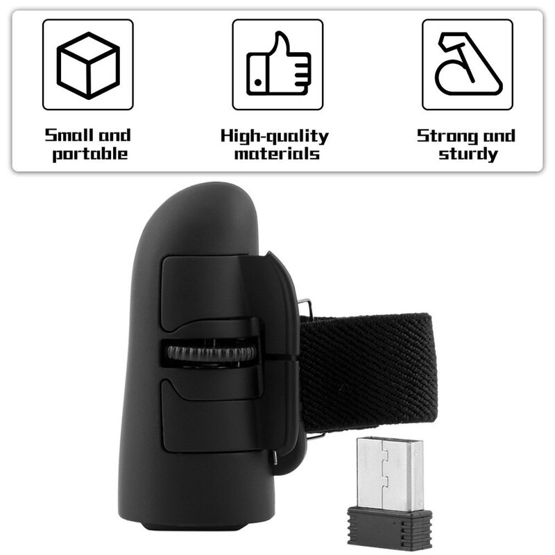 Mini anillos de dedo inalámbricos Plug and Play de 2,4 GHz, ratón óptico de 1600DPI con receptor USB para PC, portátil y Escritorio