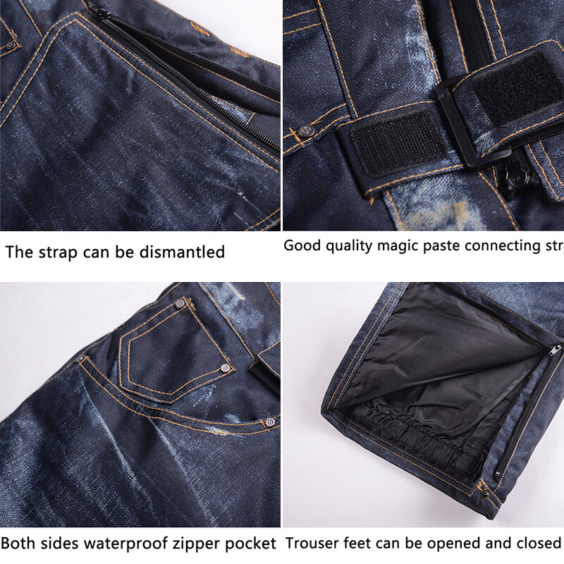 Новинка 2021, стильные джинсовые штаны для сноуборда, подтяжки, джинсовые лыжные штаны, мужские водонепроницаемые ветрозащитные термобрюки д...