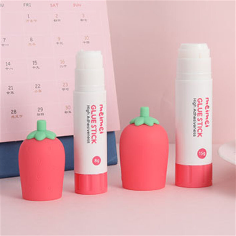 8/15g Cute Strawberry Shape Solid Retractable Glue DIY Hand Account Sticker Material Sticky Stationery Handmade Office Supplies