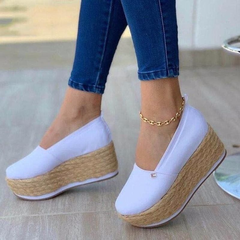New Style LadiesThick-soled Shoes Summer Vulcanized ShoesSolid Color Thick-soled Women's Shoes Fashion Casual Shoes Canvas Shoes