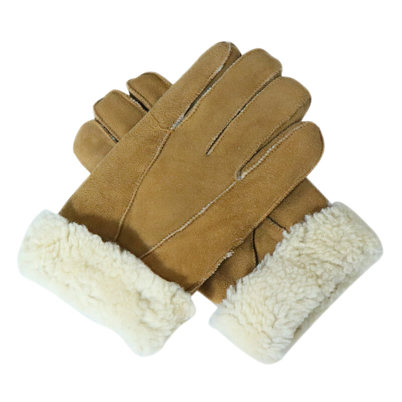 2023 Mode Musim Dingin Sarung Tangan Pria Kulit Mitten Pria Musim Dingin Kulit Domba Sarung Tangan Bulu Kulit Asli Sarung Tangan Musim Dingin