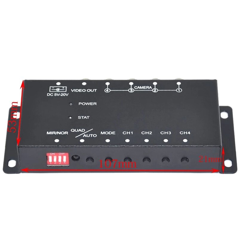 Car 4-Channel Driving Recorder Switcher Control Car Cameras IR Control Switch Combiner Box For 360° Panoramic Image