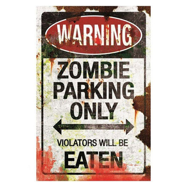 Tanda Logam Nostalgia Tanda Parkir Zombie Plakat Dinding Tanda Timah Logam