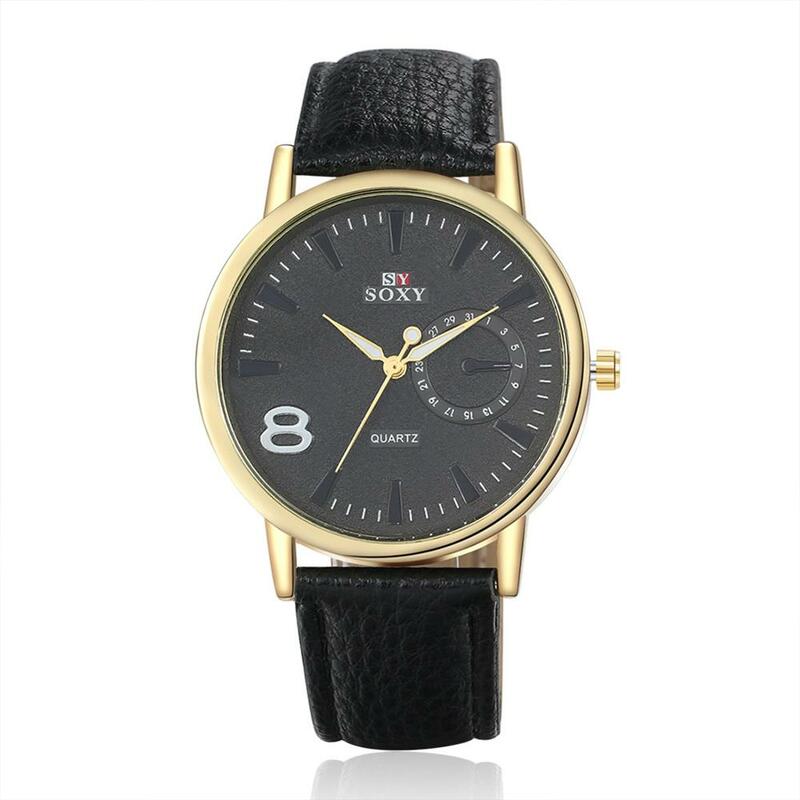 Relógio de quartzo masculino pulseira de couro aço inoxidável caso masculino relógio de quartzo barato marca moda masculino soxy grande dial simples