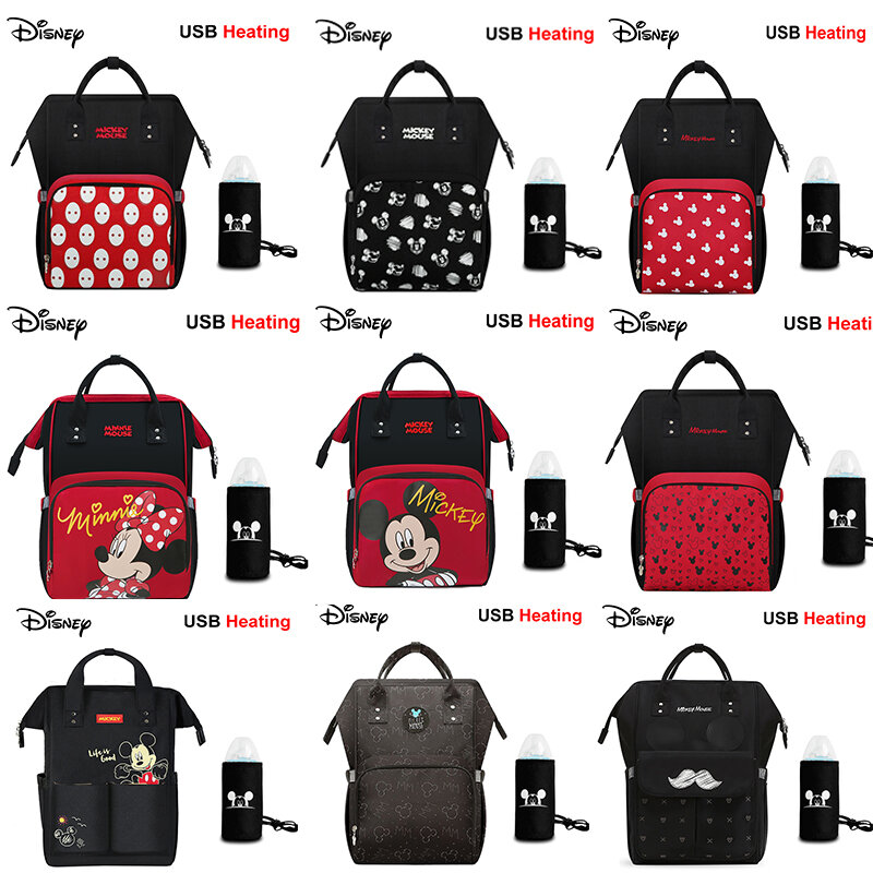 Сумка для подгузников Disney Minnie Mickey, рюкзак для мам, сумка для кормящих мам, сумка для коляски, вместительная сумка для детских подгузников, ор...