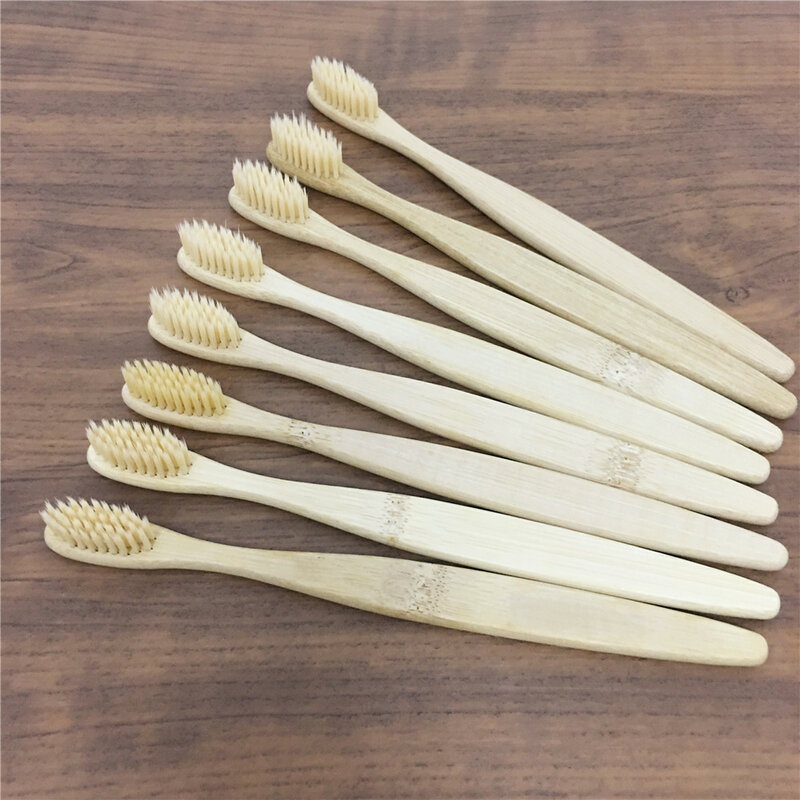 Escova de dente de arco-íris de carvão de bambu, 8 peças para saúde oral, baixo carbono, cerdas macias, cabo de madeira, escovas de dentes adultos