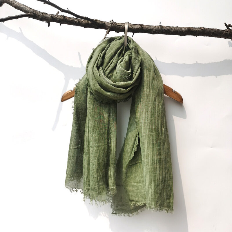 Cotton And Hemp Scarf Women's Autumn And Winter New Pure Color Dirty Dyed Woollen Scarf Men's Muslim Shawl National Style Shawl