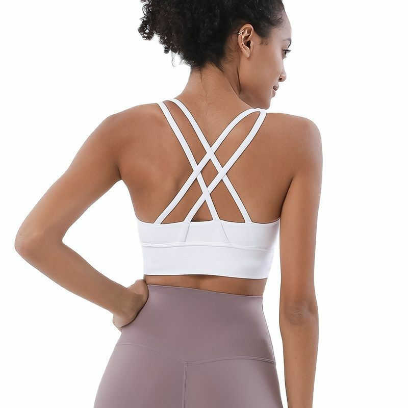 Sujetador de Yoga para mujer, ropa interior deportiva a prueba de golpes, chaleco de Fitness delgado de doble cara cruzado, espalda hermosa, 2021