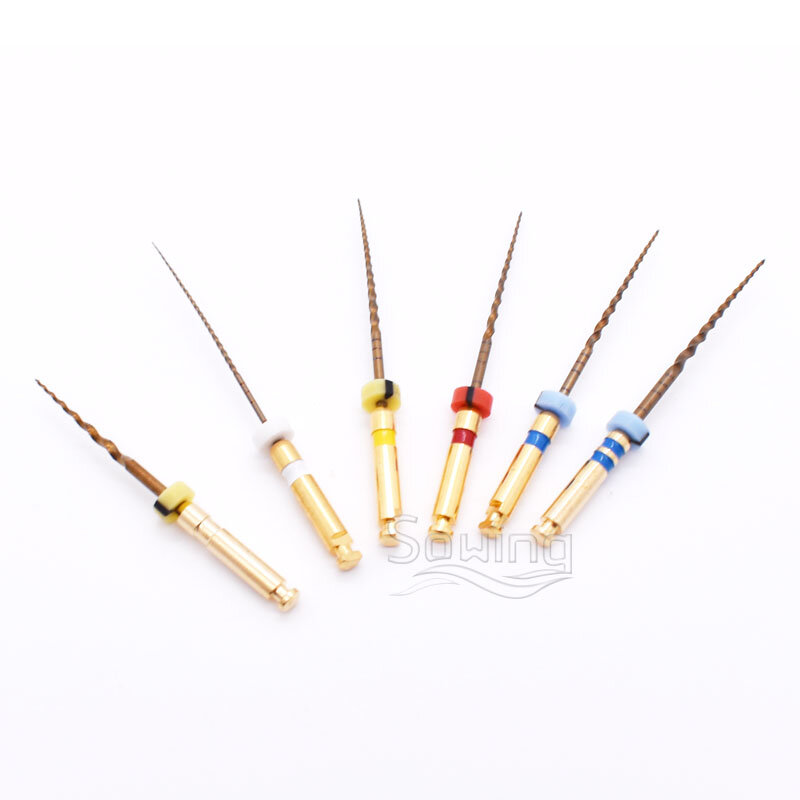 أدوات طب الأسنان ملفات TC ملفات شراعية ذهبية محرك استخدام تفعيل الحرارة أدوات طب الأسنان 6 قطعة لكل مجموعة