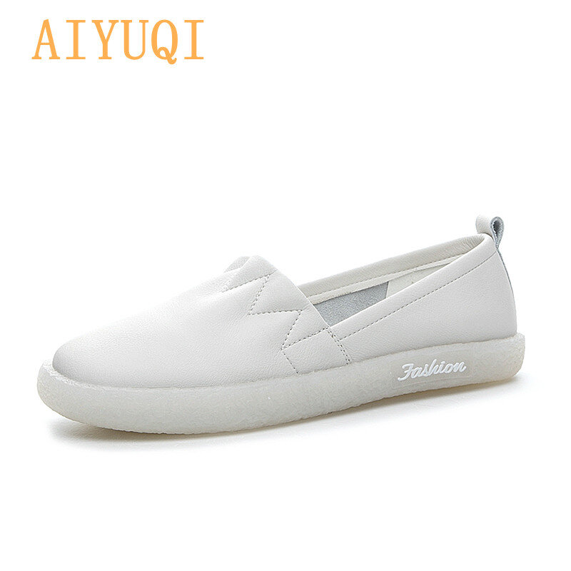 Aiyuqi mulheres mocassins tênis de couro genuíno novo respirável macio oco sapatos planos para grávidas sapatos femininos tamanho grande
