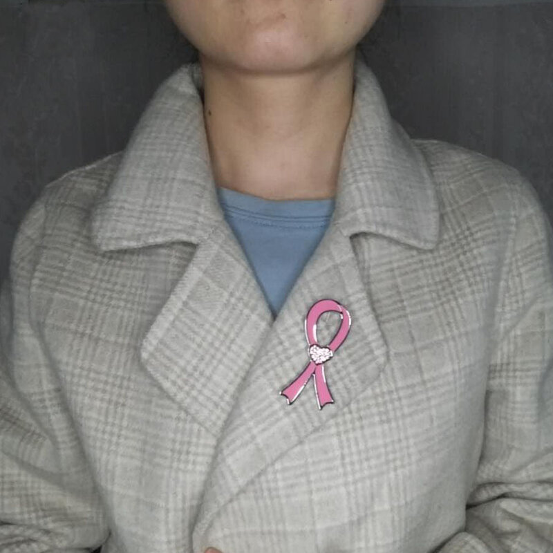 Broche de cinta de aceite con diamantes de imitación, logotipo promocional del Día Mundial del Sida, color rosa