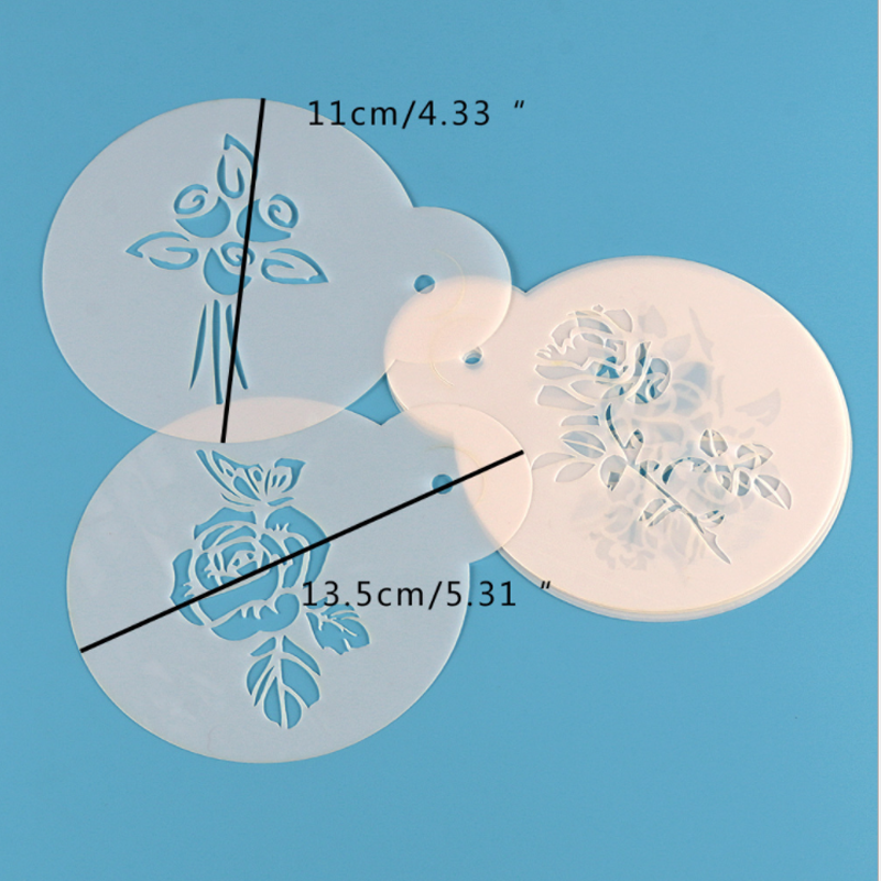 6pc Rose Flower Cake Decoration Stencil DIY Painting Wall Scrapbooking Photo Album Embossing Stencils Template