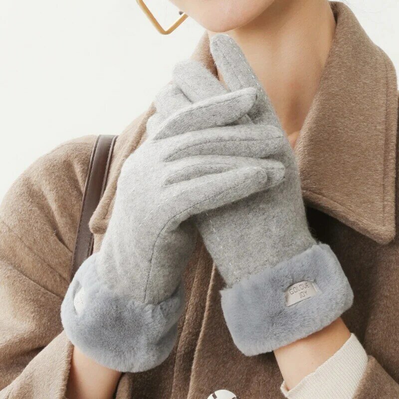 Женские зимние перчатки для сенсорного экрана, теплые флисовые перчатки с закрытыми пальцами, ветрозащитные перчатки для занятий спортом н...