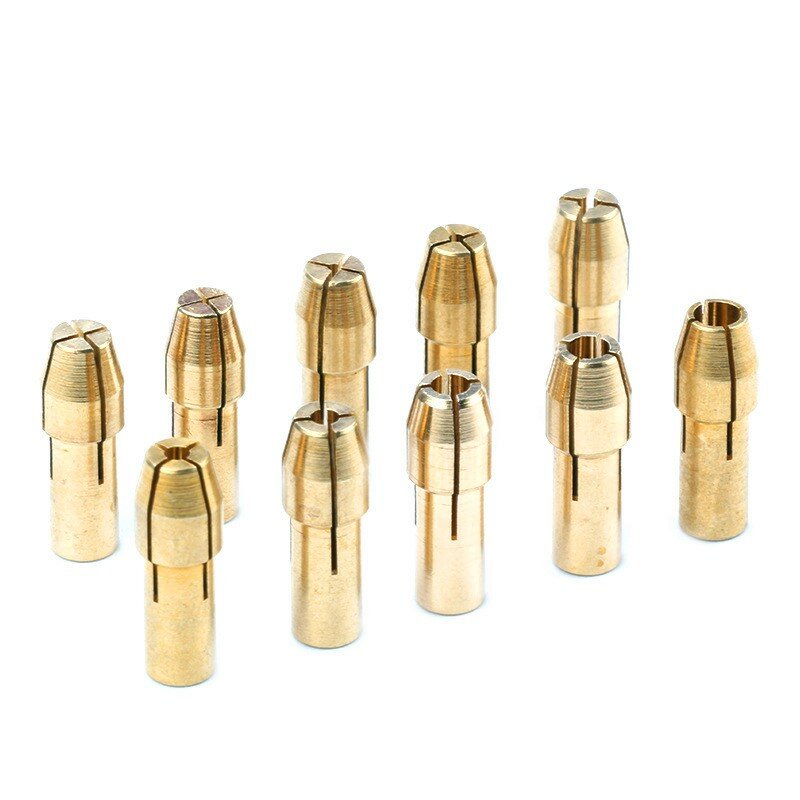Ty new2022 10 pçs/set mini broca bronze collet chuck para ferramenta rotativa incluindo 0.5/0.8/1.0/1.6/1.8/2.0/2.2/2.4/3.0/3.2mm rápido