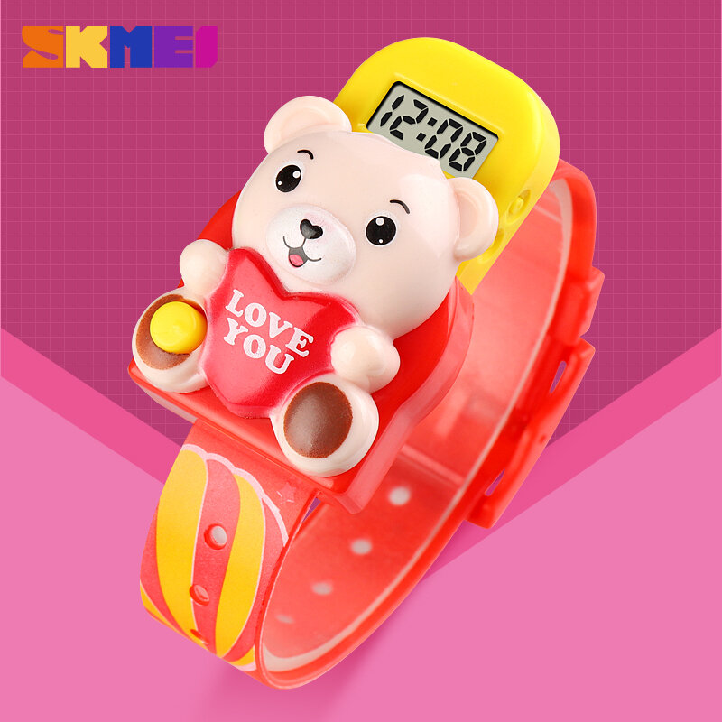SKMEI новый дизайн медведя дети мультфильм модные часы желе мальчик девочка студентов наручные часы для детей детские часы