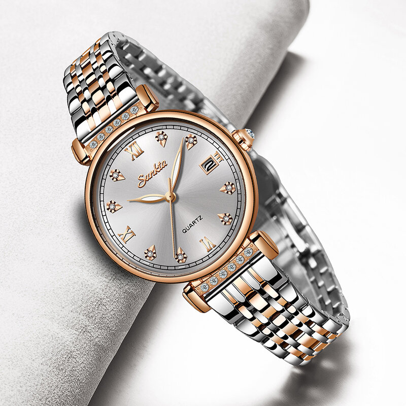SUNKTA Neue Rose Gold Frauen Uhr Business Quarzuhr Damen Top Marke Luxus Weibliche Armbanduhr Mädchen Uhr Relogio Feminin