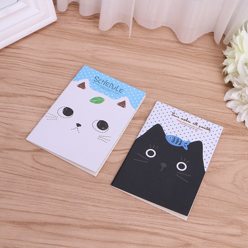 Mèo Hoạt Hình Máy Tính Xách Tay Ngọt Cứng Bao Bìa Mềm Sách Nhật Ký Notepad Sketchbook