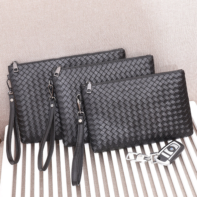 New Design Men's Day Clutch Knitting Soft Envelop Bag Big Capacity Handbag Messenger Case Casual Male Travel  Tote