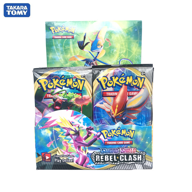 324Pcs การ์ด Pokemon Sun & Moon กล่องสุ่มดาบโล่ Rebel Clash Booster Box Trading Card เกมเด็กของขวัญ