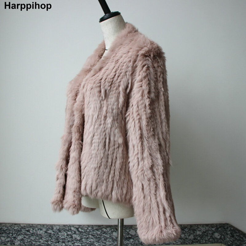2021 neue Winter Herbst Frauen Echt Pelzmantel Weibliche Gestrickte Kaninchen Mäntel Jacke Lässig Dicke Warme Art Und Weise Dünnen Mantel Kleidung