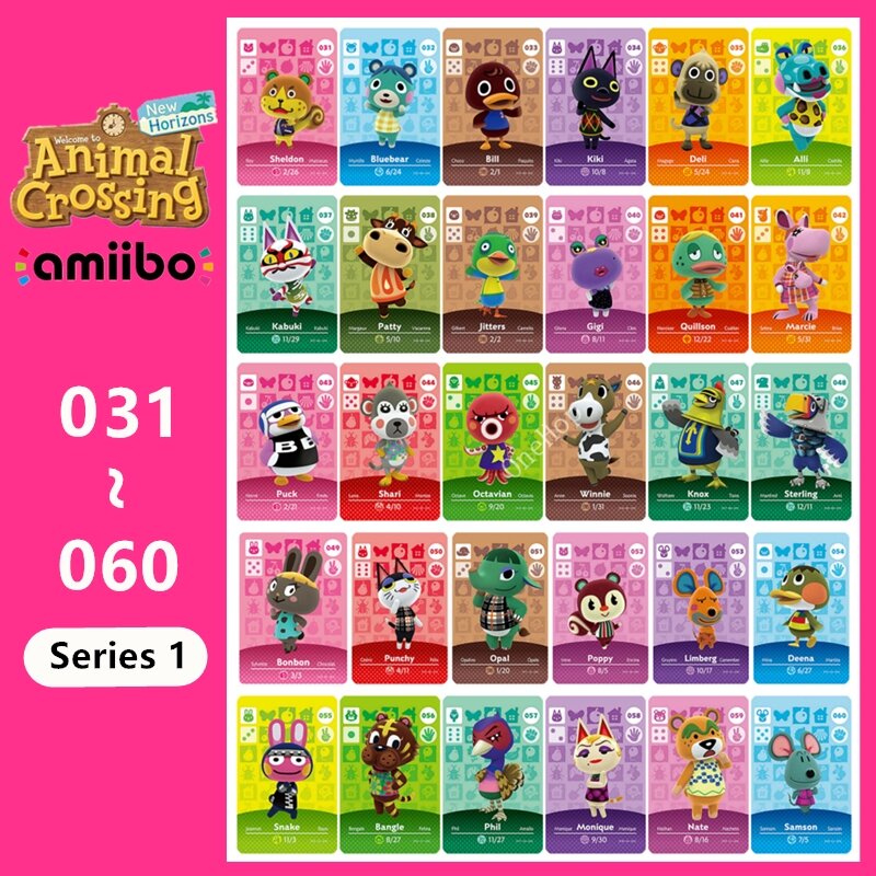 Animal Croxxing Card NO.031 ~ 060 Amxxbo Work For NS NFC Games Series 2 Ntag215 Amibo New Horizons Hot Villager