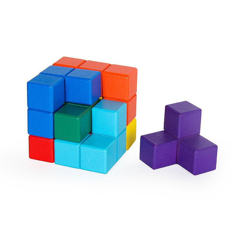 Nieuwe Russische Blok Houten Leermiddelen Kleine Zeven Schat Kinderen Puzzel Speelgoed Grensoverschrijdende Grote Deeltjes Bouwstenen