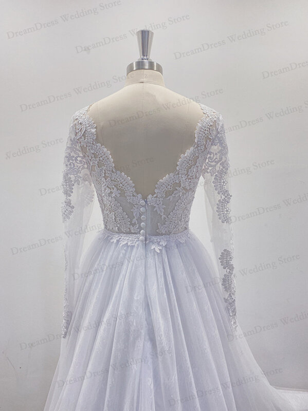 A Line Long Sleeve Bridal Dresses Wedding Dress 2020 Tulle Lace Long Ivory Vestido De Novia Open Back свадебное платье Plus Size
