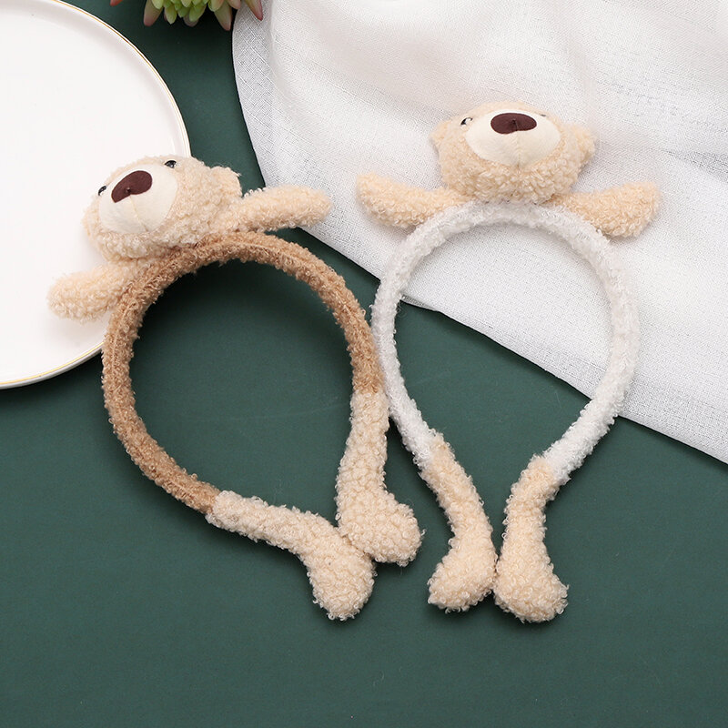 Diadema de algodón con diseño de oso para mujer y niña, banda ancha para el pelo, bandana para el pelo, cinta para el pelo
